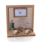 Robins appear when loved ones are near wooden photo frame with tealight holder