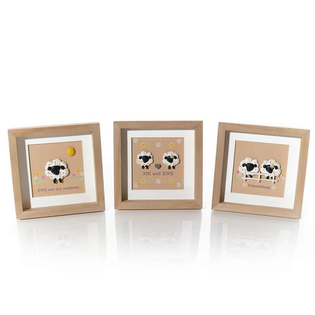Framed friendsheep pun easel plaque