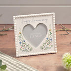 'Happy anniversary' beaded heart shaped insert photo frame