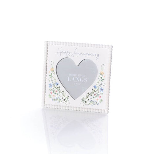 'Happy anniversary' beaded heart shaped insert photo frame