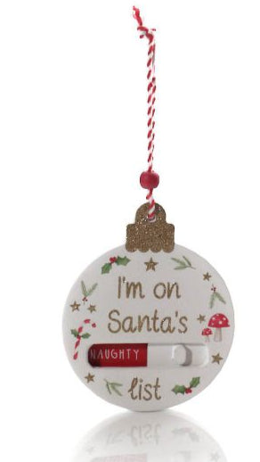 Naughty or nice changeable hanging decs