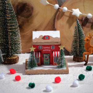 Santa's toyshop wooden house ornament