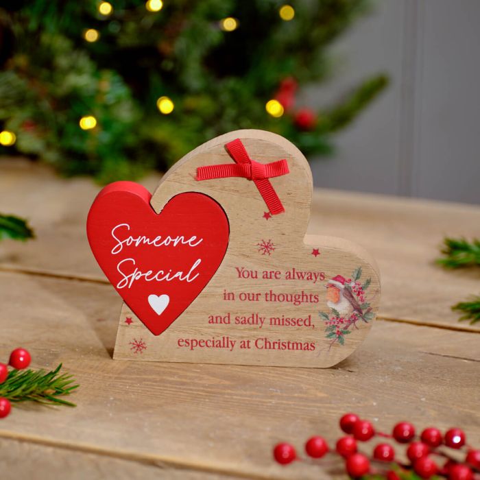 Christmas wooden heart sentimental dec