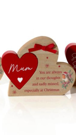 Christmas wooden heart sentimental dec