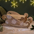 Christmas mango wood sleigh with snowflakes