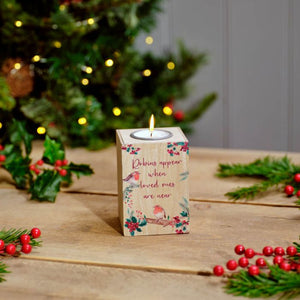 When robins appear wooden tealight holder