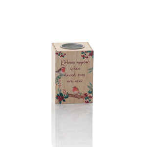 When robins appear wooden tealight holder