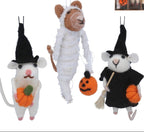 Mixed wool dressed mice Halloween decs