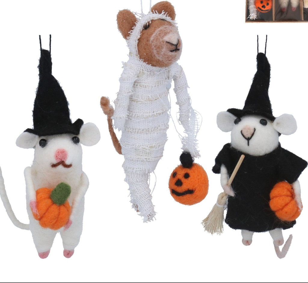 Mixed wool dressed mice Halloween decs