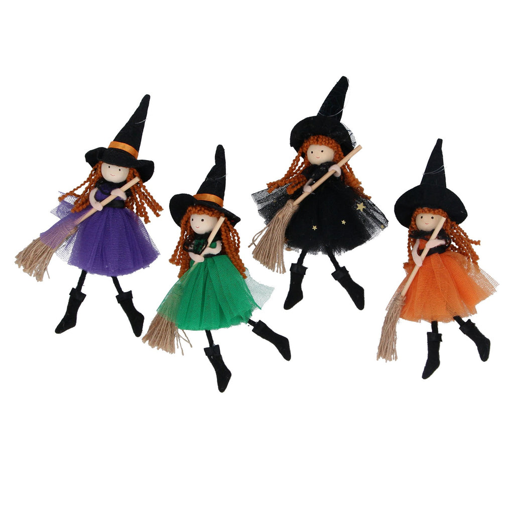 Witch with broom decorations