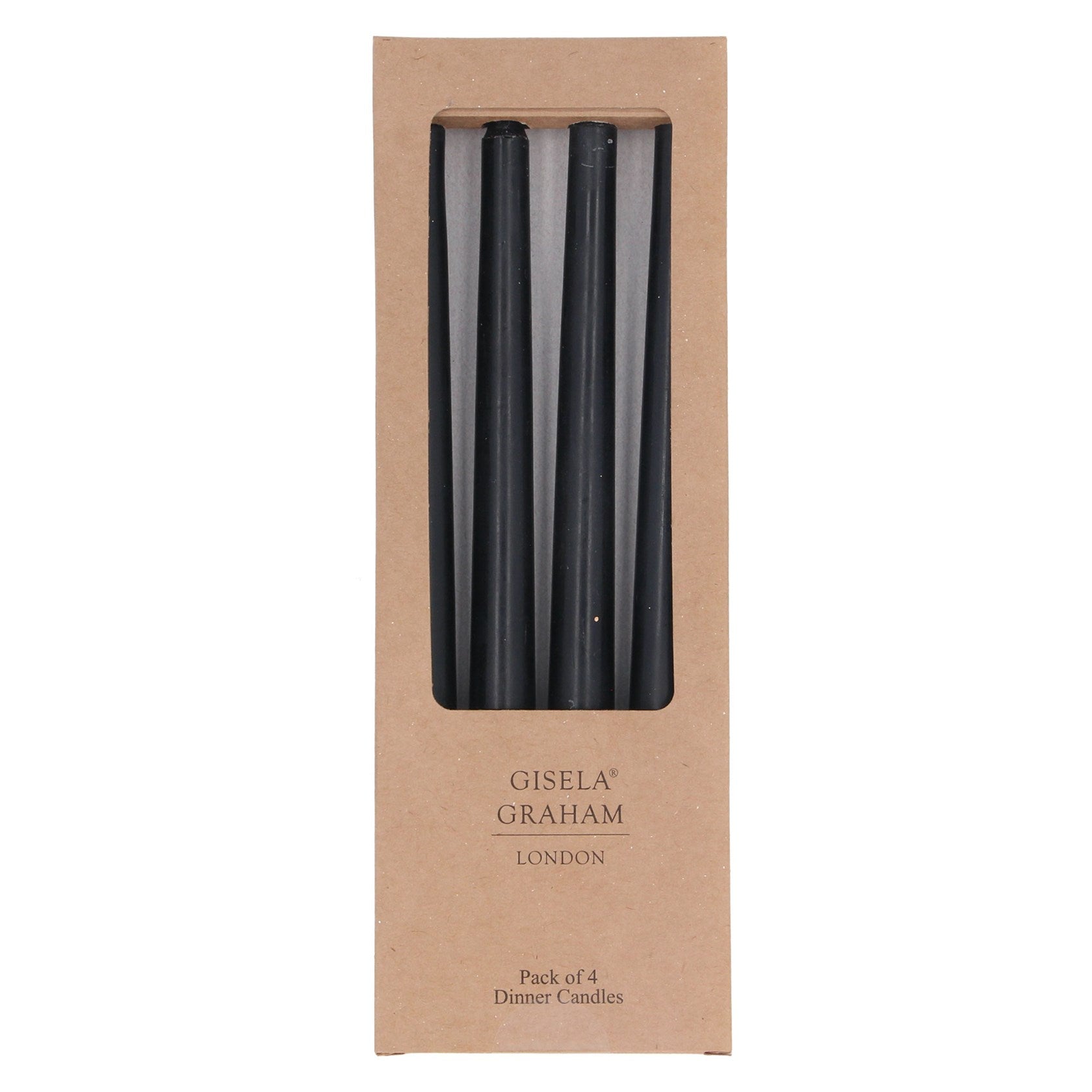 Black dinner candles- box of 4