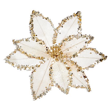 20cm champagne gold beaded poinsettia clip on