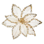 20cm champagne gold beaded poinsettia clip on
