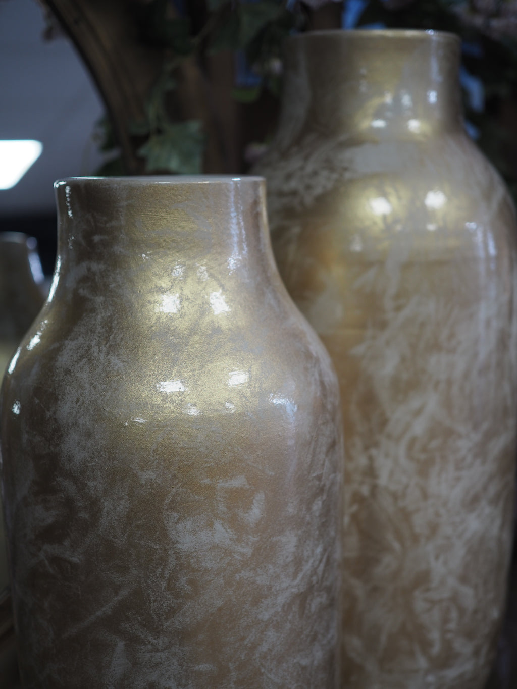 Gold Glazed Vase with Mottled Effect