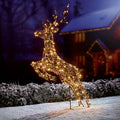 1.5m Rustic willow prancing stag with 260 warm white LED's and timer