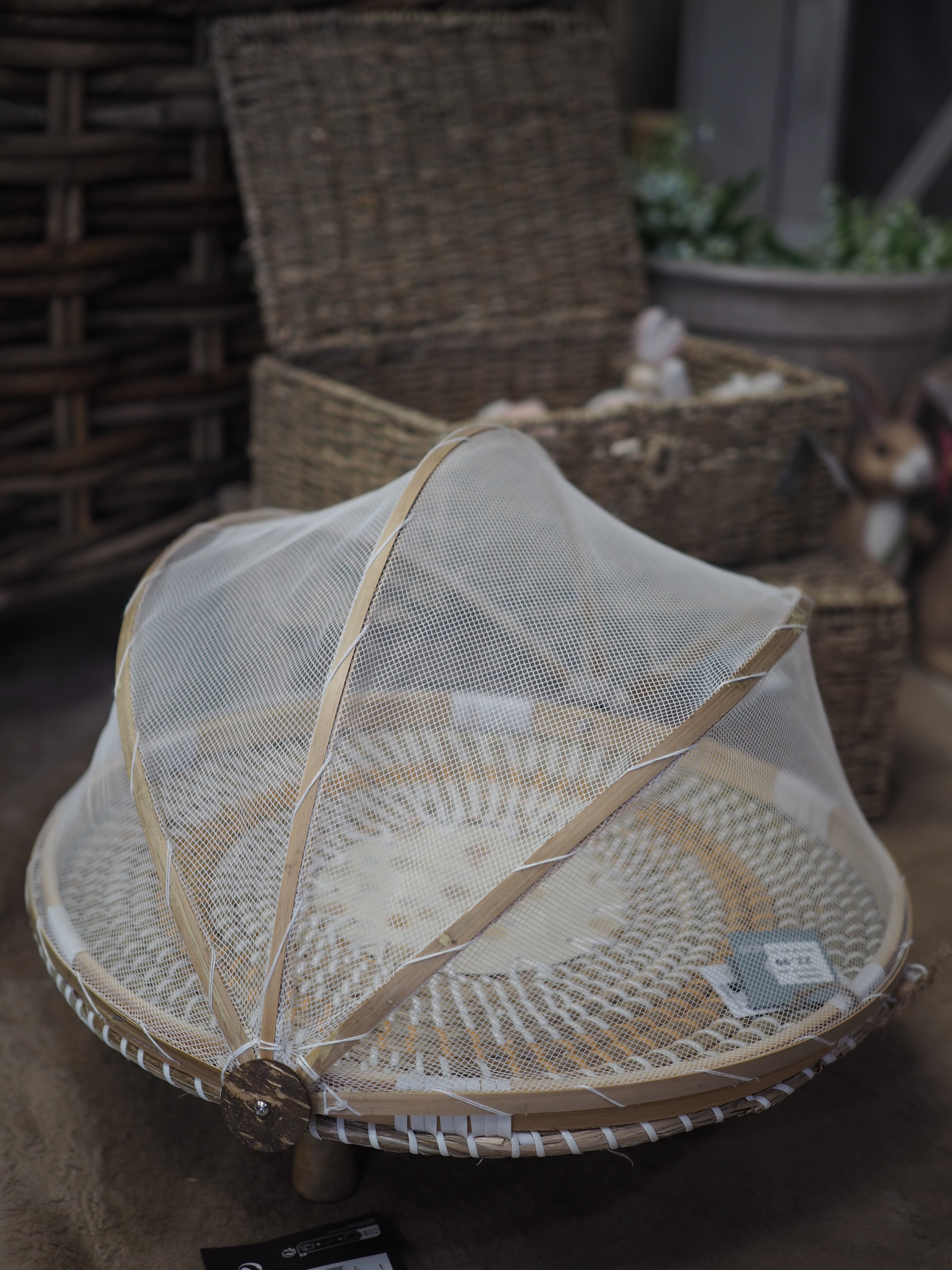 Seagrass food cover with net cover and clasp closure
