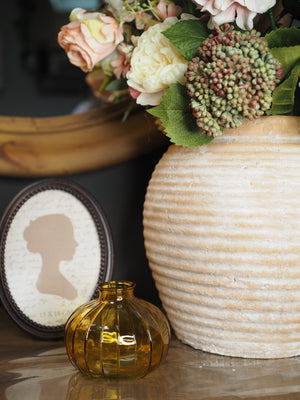 Terracotta ribbed vase