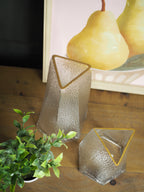 Short hammered glass vase