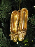 Gold glitter ballet shoes hanging dec
