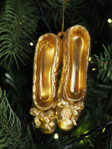 Gold glitter ballet shoes hanging dec