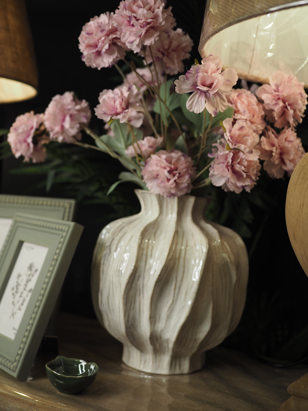 Glossy stoneware coastal style vase