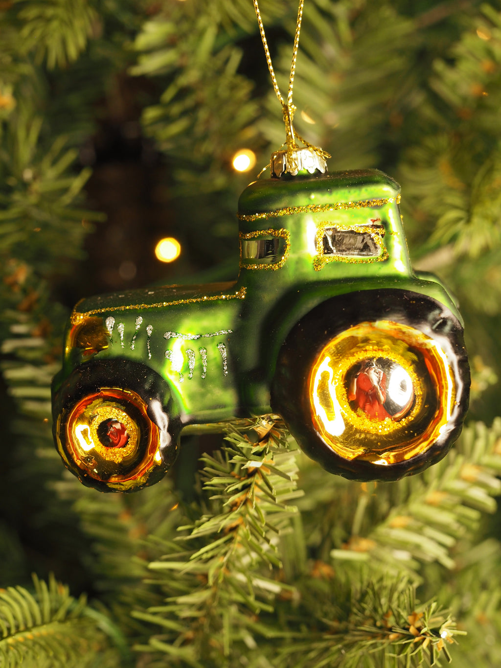 Green tractor hanging decoration
