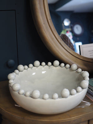Grey crackled glaze bowl with bobble detail