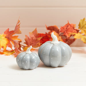Grey ceramic pumpkin set of 2