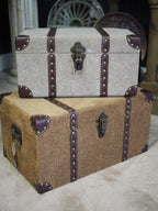 Chests with leather binding and copper closure