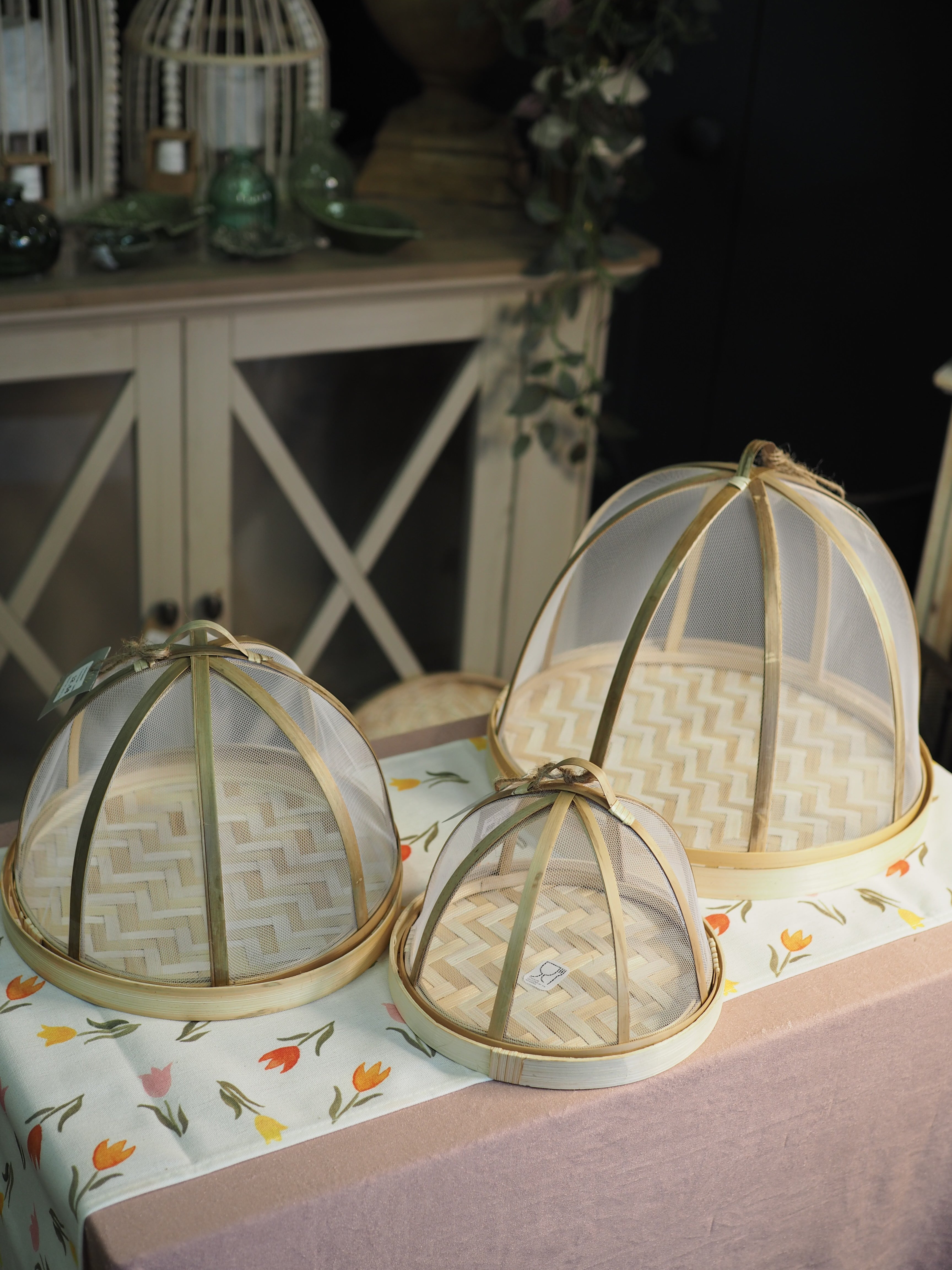 Bamboo food covers with removable lid