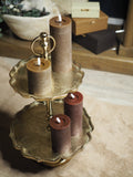 Dark brown LED wax pillar candle (11.2cmH)