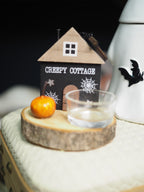 Black wooden creepy cottage tealight