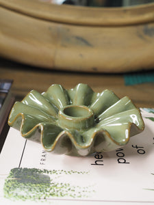Green Porcelain Frill Candle Holder
