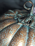 Copper Antiqued Metal Pumpkin Ornament, Medium
