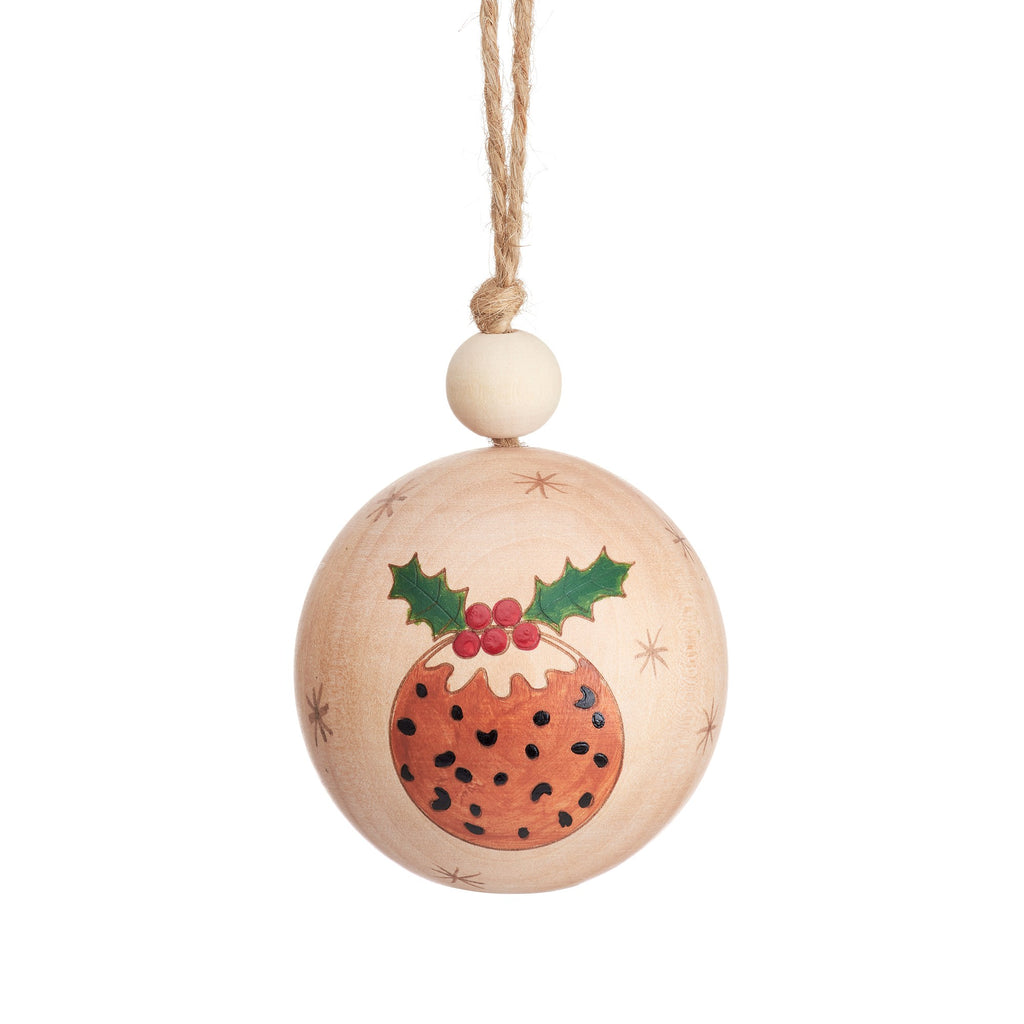 Christmas pudding wooden bauble