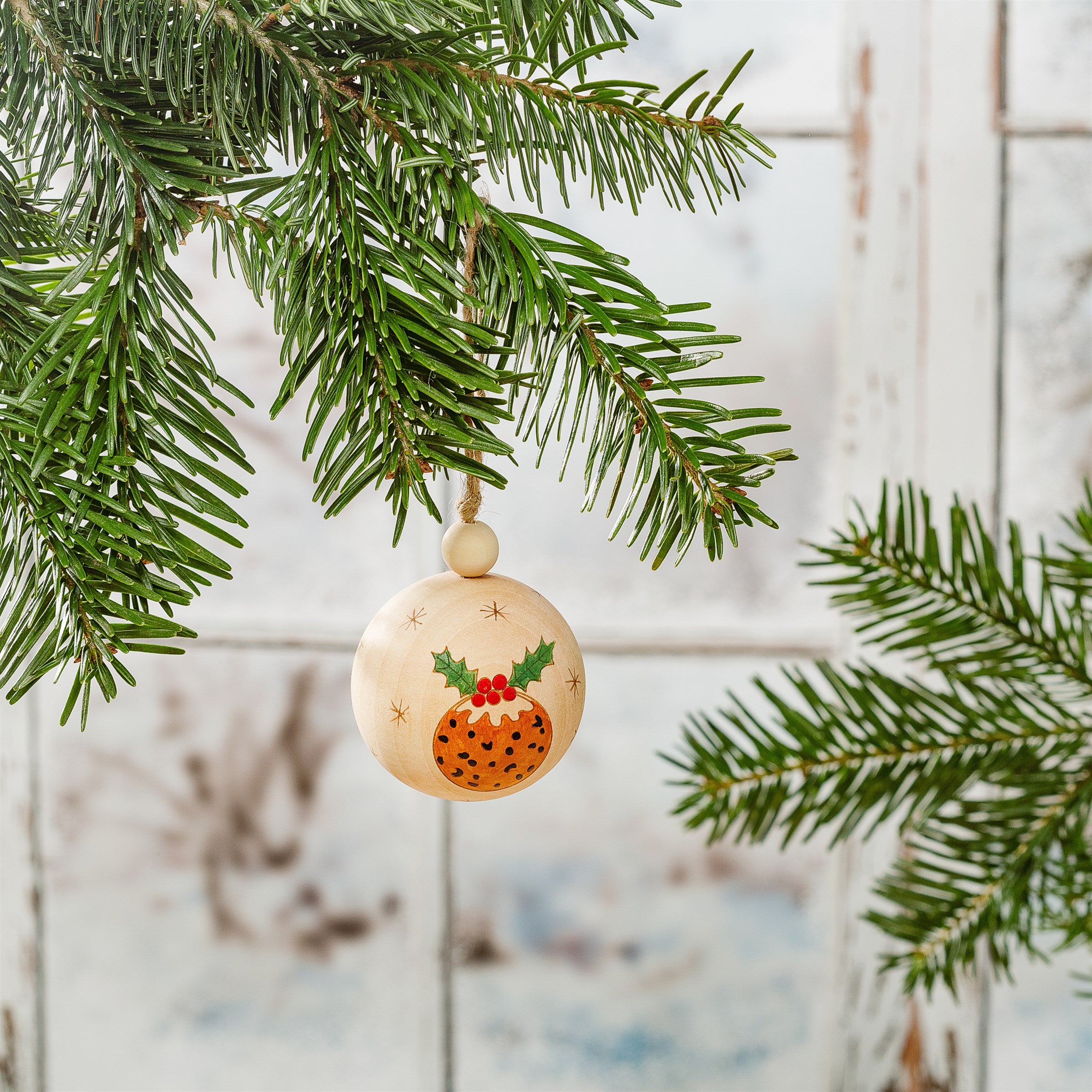 Christmas pudding wooden bauble