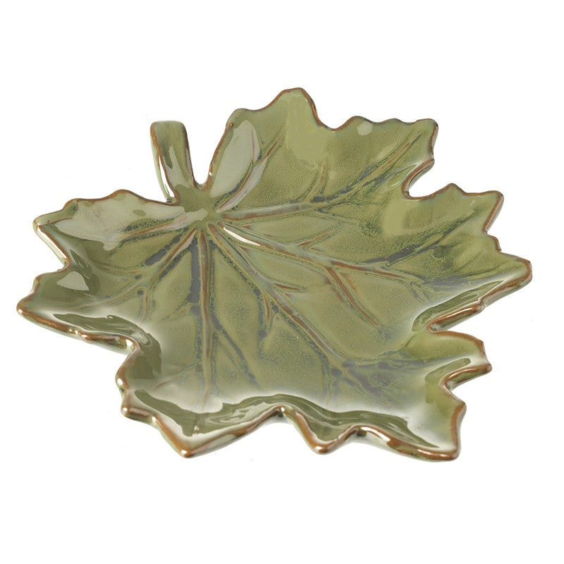Green ceramic leaf ornament
