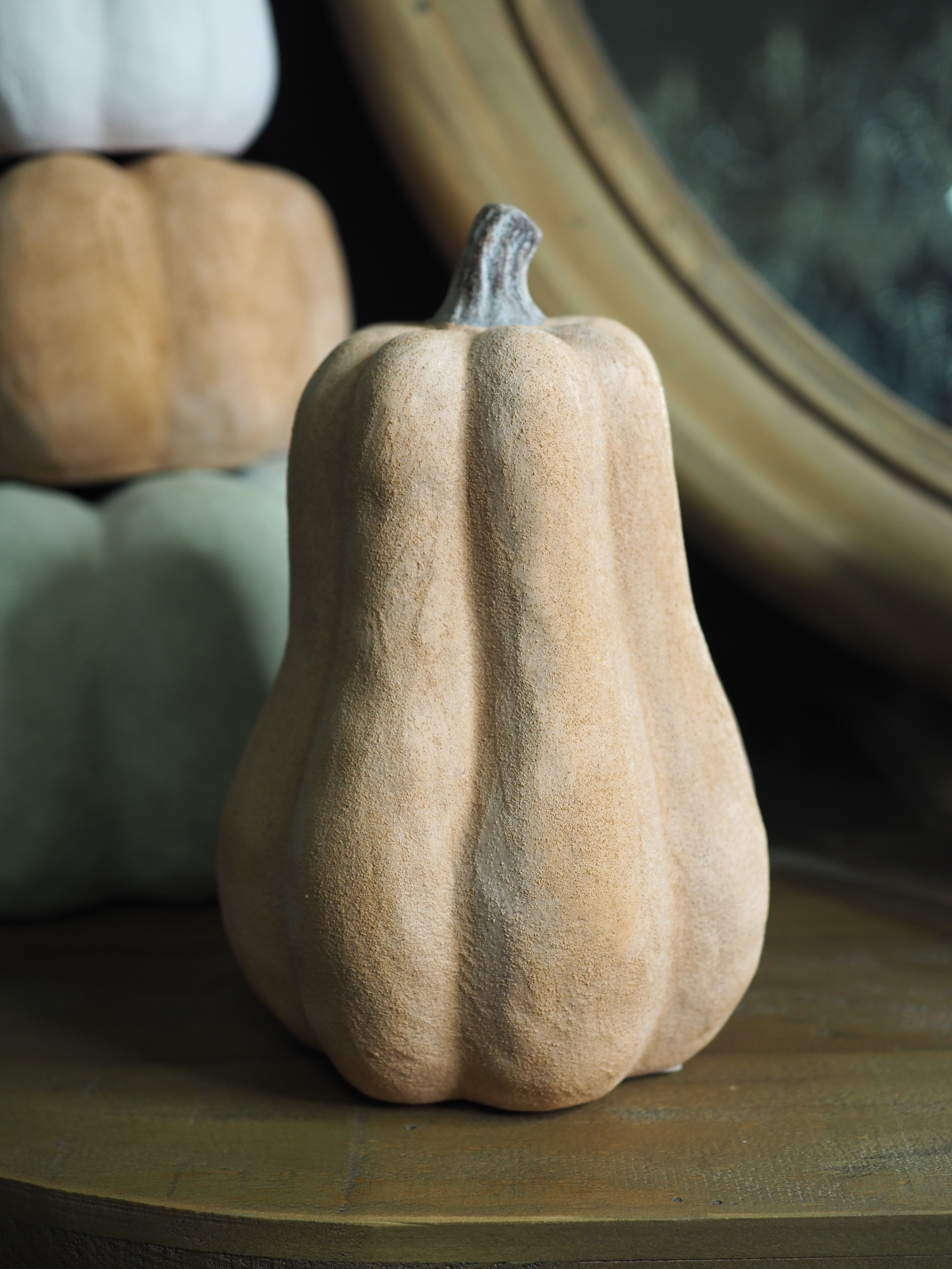 Pale orange tall ceramic pumpkin (Small)