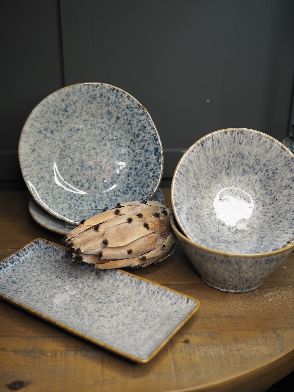 Blue Speckled Stoneware Plate