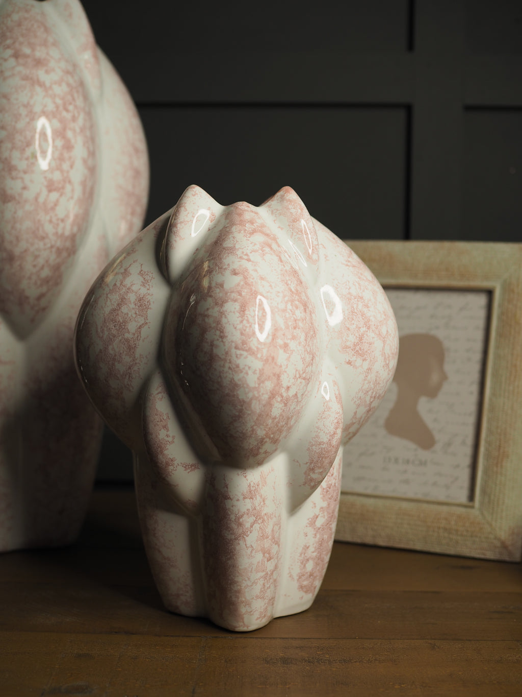 White & pink irregular stoneware vase