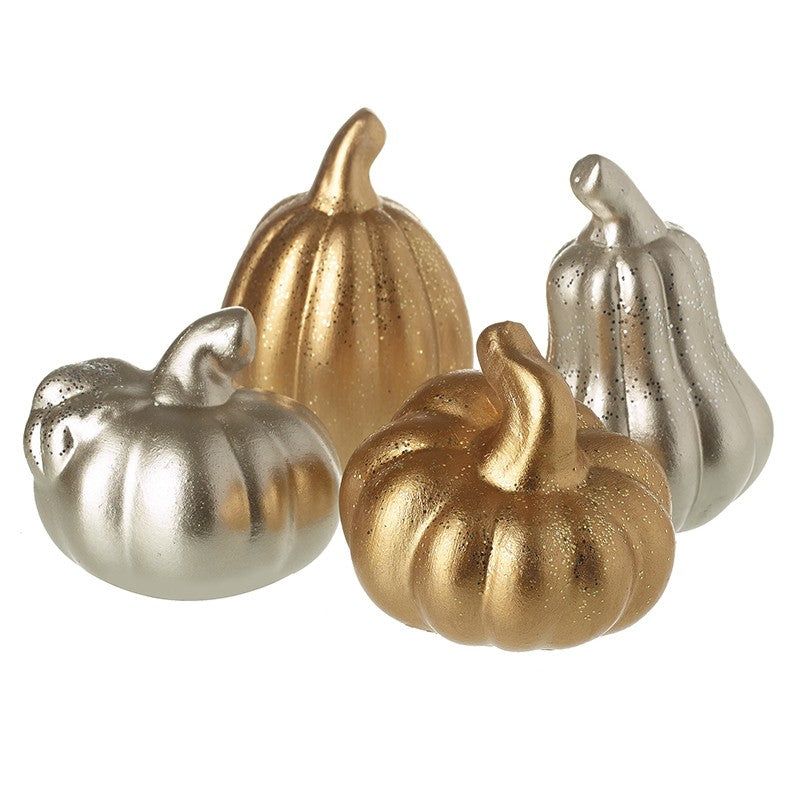 Set of 4 silver and gold pumpkins