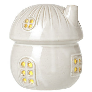Light-Up White Porcelain Mushroom House