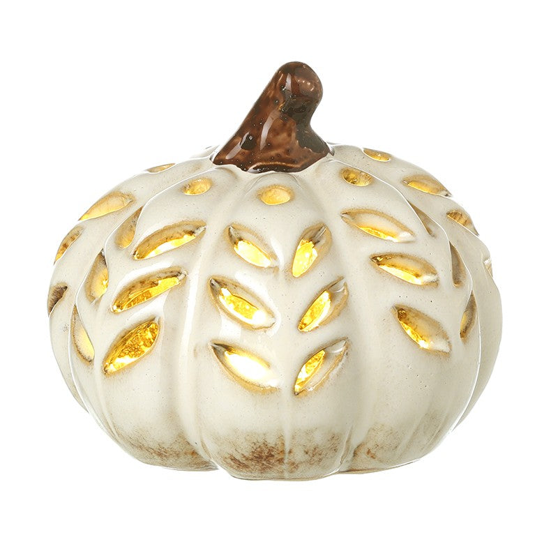 Cream light up pumpkin