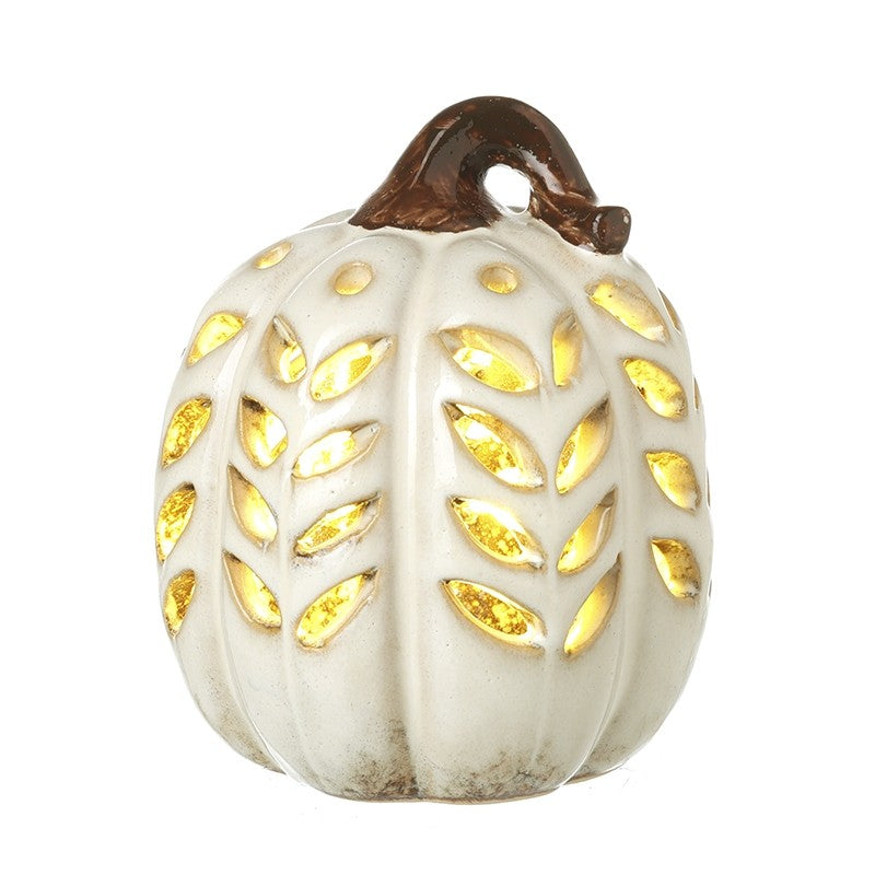 Tall cream light up pumpkin
