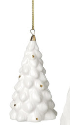 White and gold ceramic tree decs