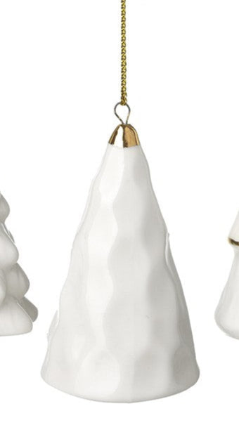 White and gold ceramic tree decs