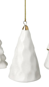 White and gold ceramic tree decs