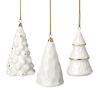 White and gold ceramic tree decs