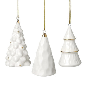 White and gold ceramic tree decs