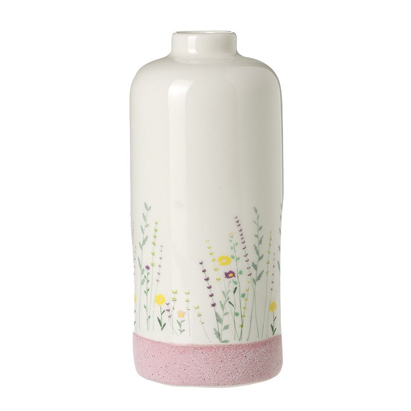 Floral white ceramic vase